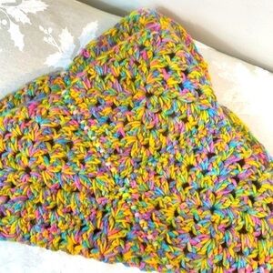 Hand Knit Blanket Table Runner Multicoloured Small